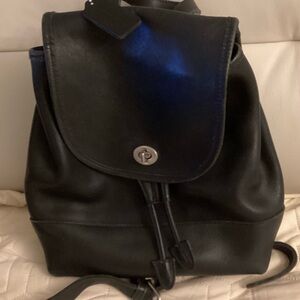 Vintage Coach Black Leather Backpack